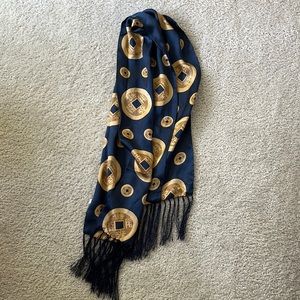 Silk navy and gold scarf